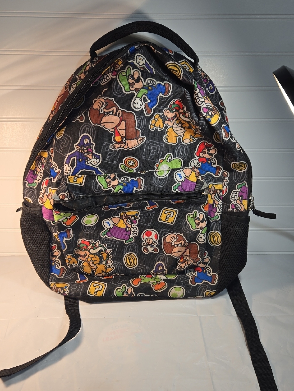 Black Super Mario Character Kids Backpack - Unbranded